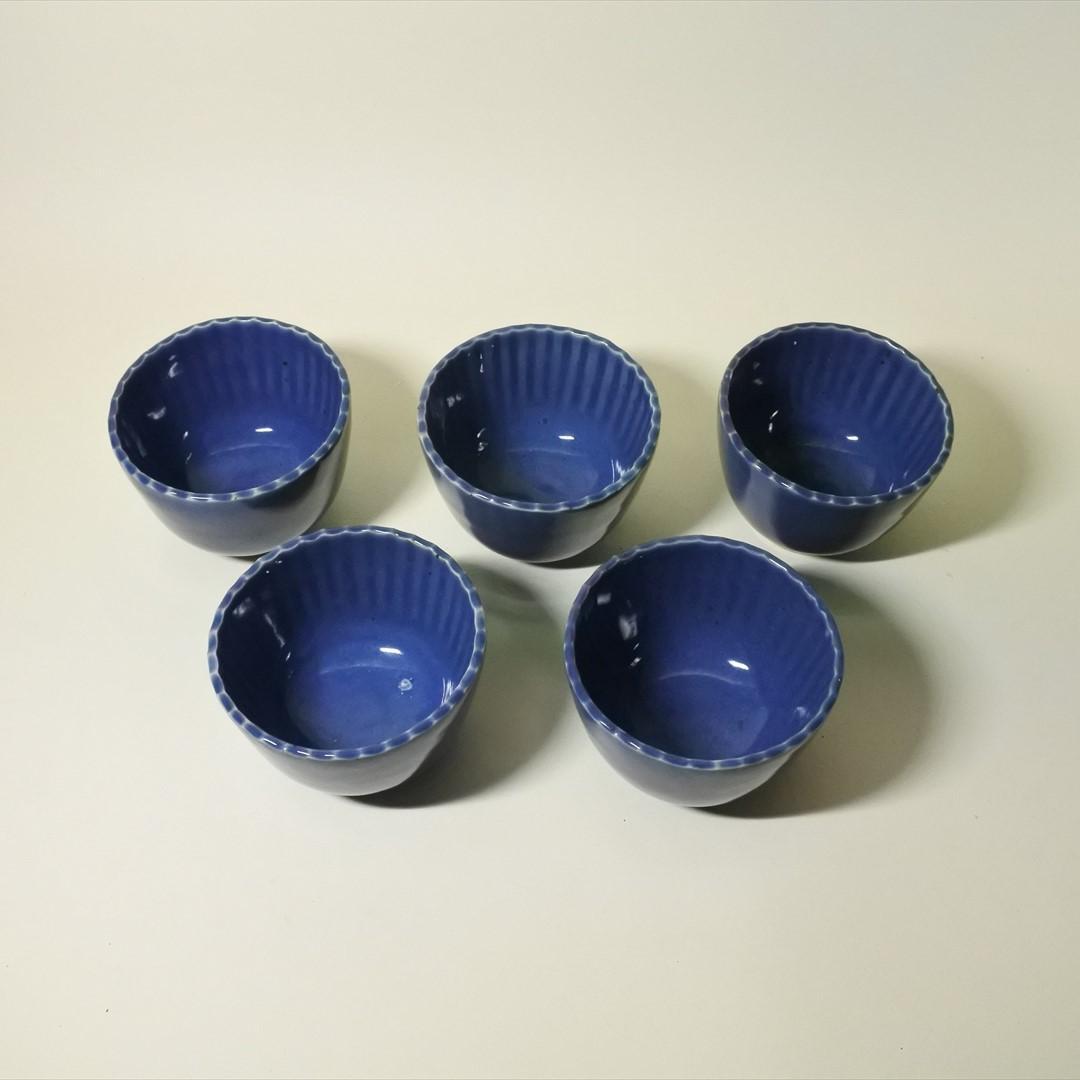 江戸後期　伊万里　瑠璃　猪口　5客組　骨董品　アンティーク