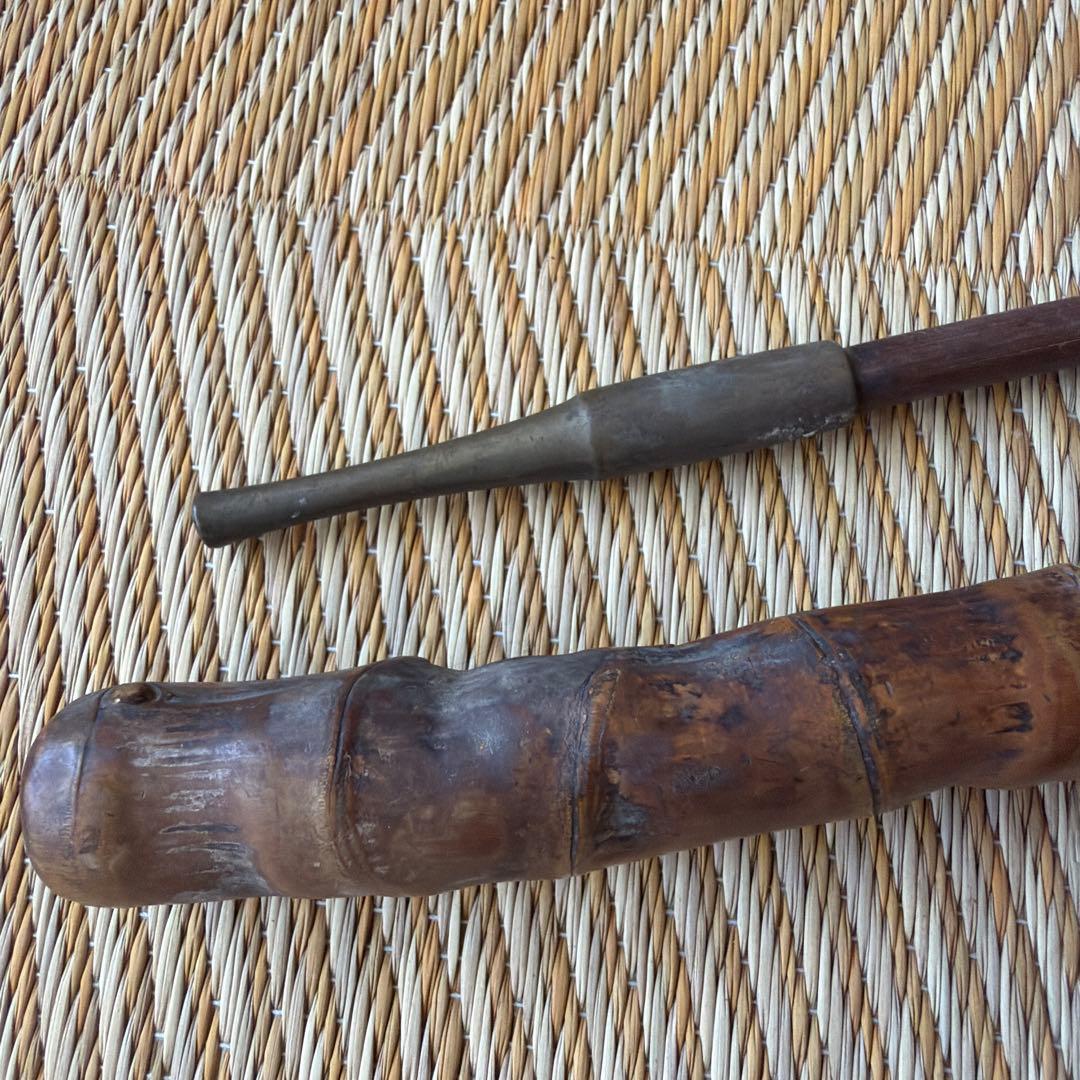 煙草入れ キセル 竹筒 金工 前金具 熊 和装小物