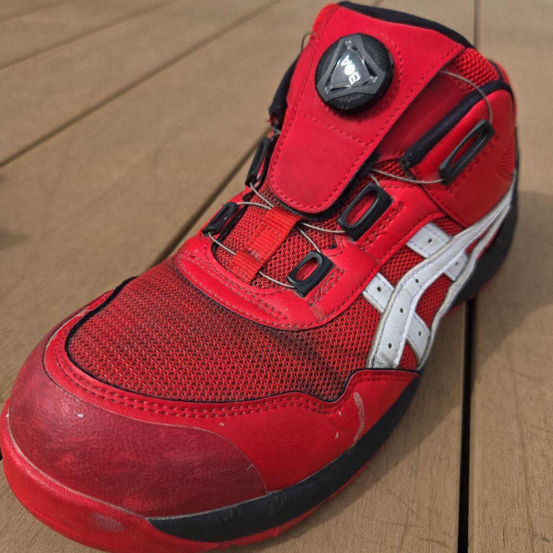 値下中　ASICS ダイヤル式安全靴 レッド　２７cm 中古　気になる臭いなし！