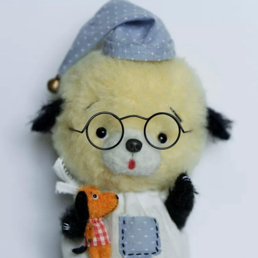 ナイトキャップワンちゃん ぬいぐるみ いぬ 海外作家様 ハンドメイド 部屋飾り