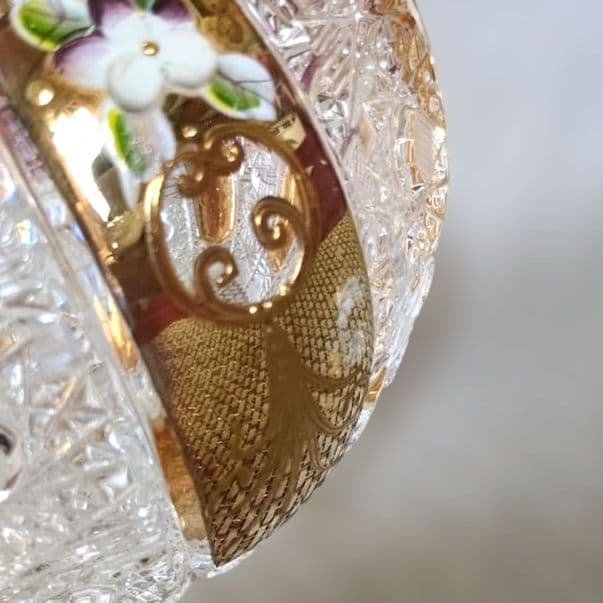 Vintage❗️BOHEMIA GOLD クリスタル花瓶 24%PhO 丸型