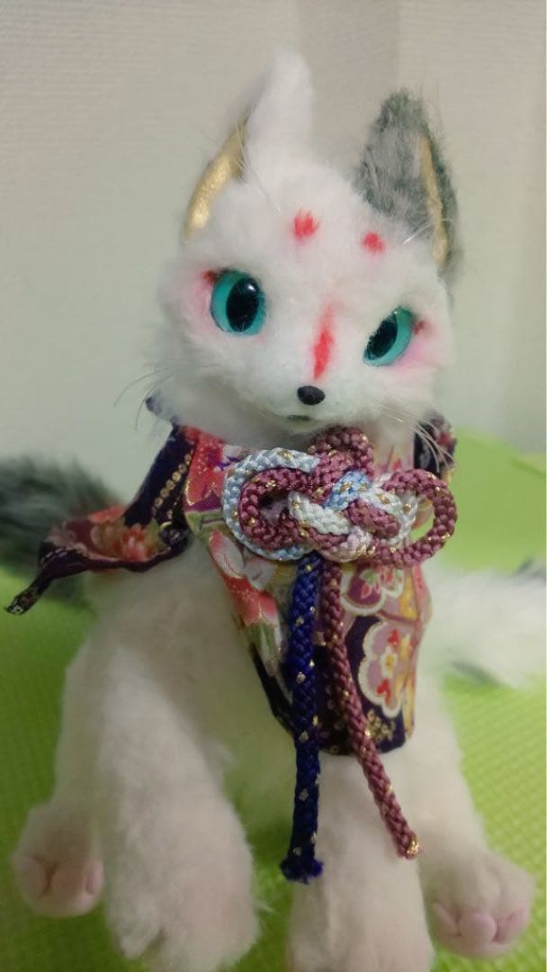 アートドール ぬいぐるみ 妖怪 ネコ 猫叉 三毛猫 ハンドメイド 国内作家 和風