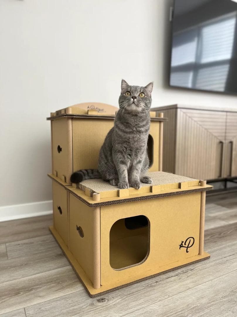 訳あり品 ペティーク ヴィラ キャットハウス キャットタワー 爪とぎハウス ねこ