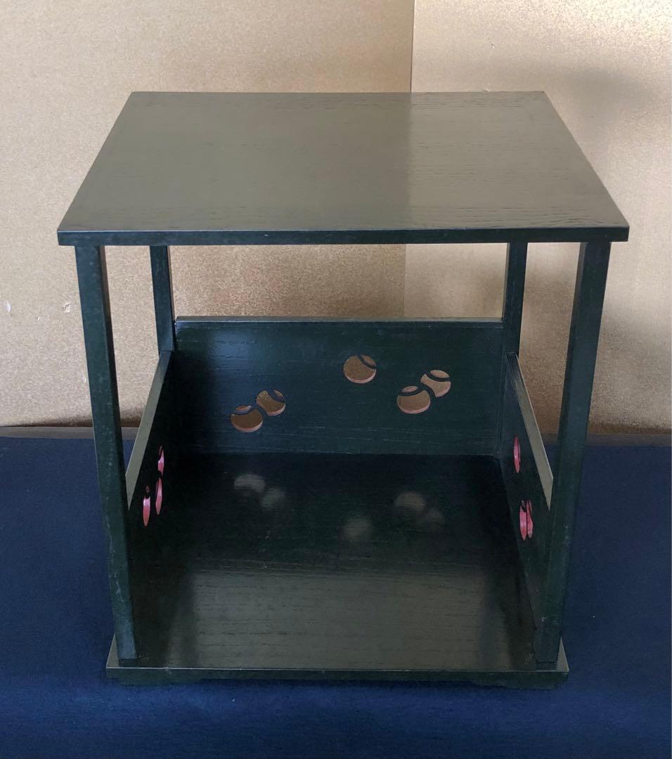 《R》茶道具 青漆 つぼつぼ棚 組立式 円能斎好 元箱 260312A1