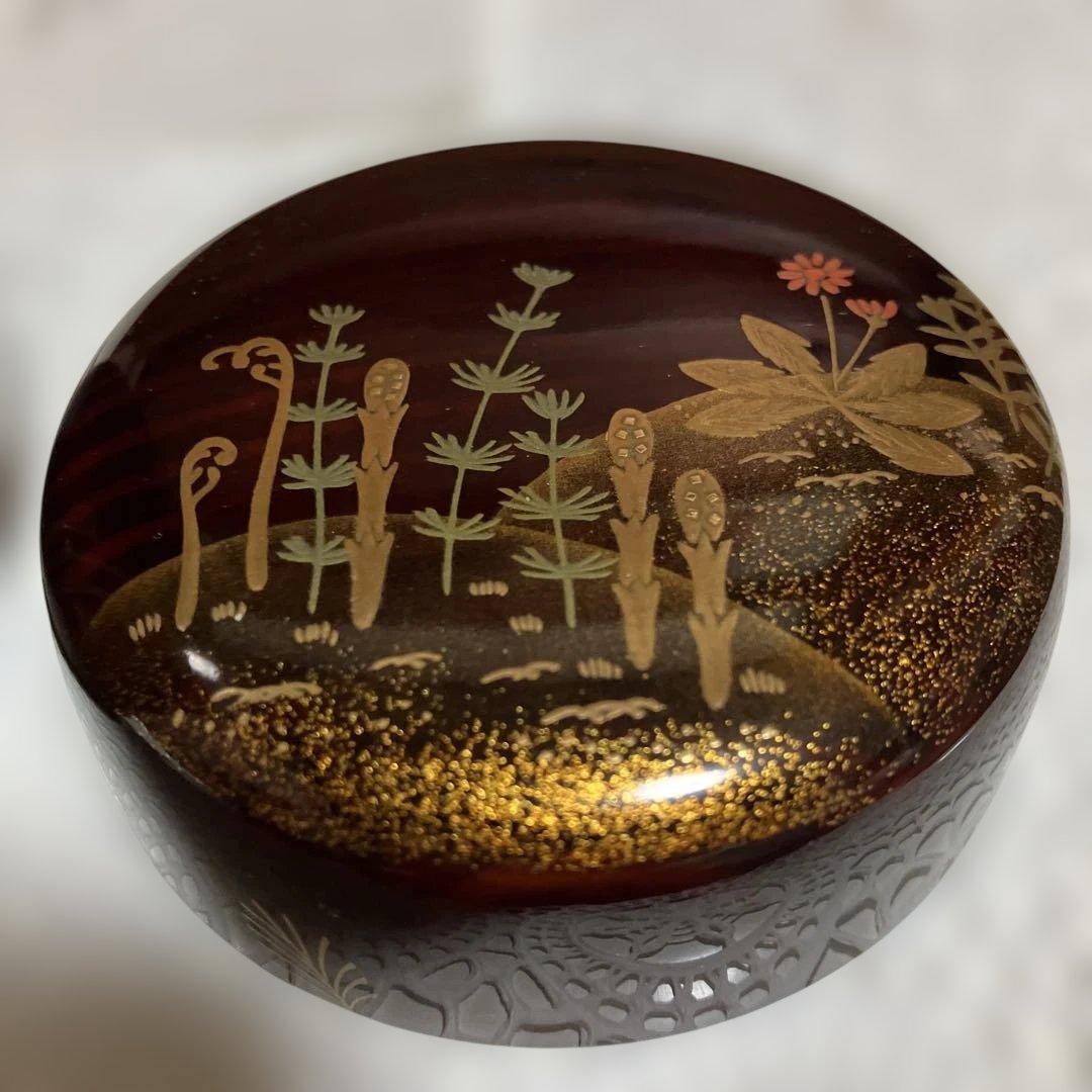 【未使用】 棗 雄峰 蒔絵 四季草花 茶道具