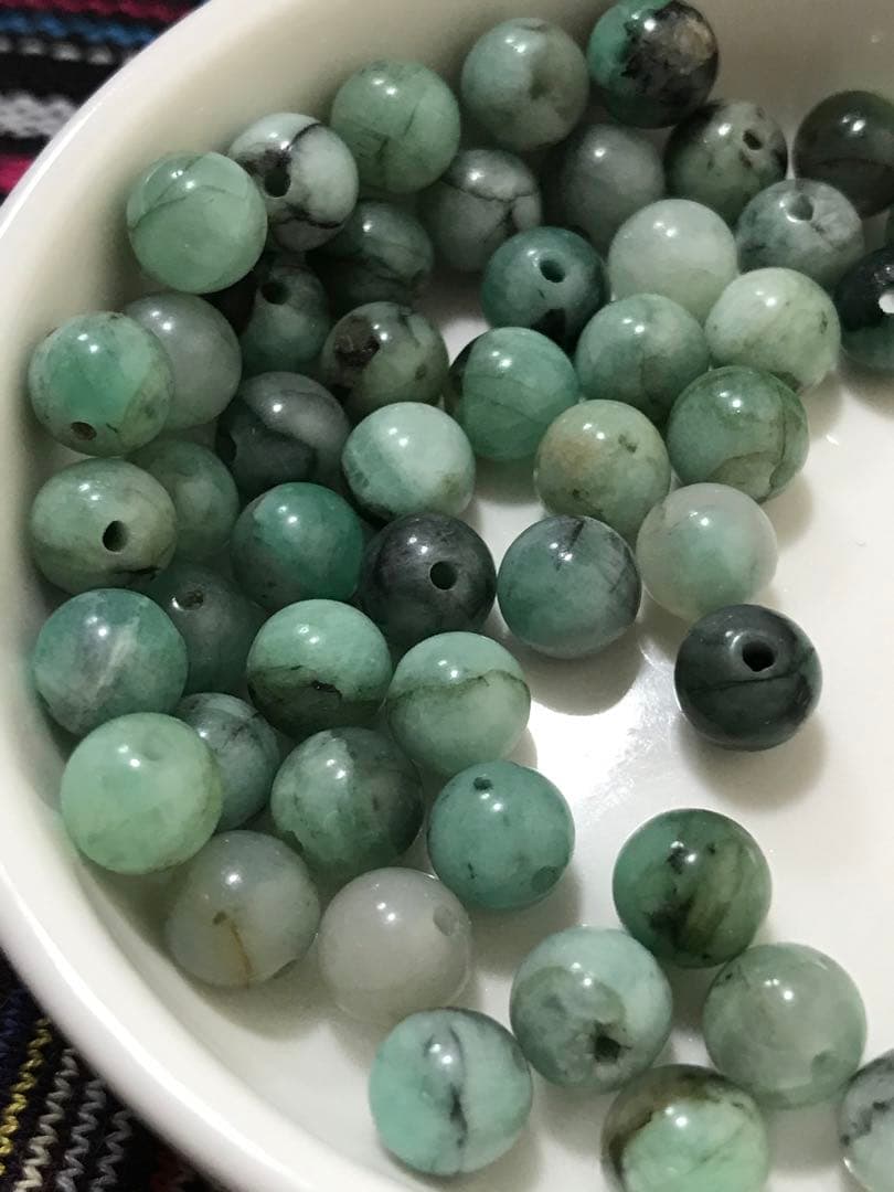 《SHOP》6mm玉【エメラルド/翠玉/緑玉】高ランク/1mm穴パーツ30個