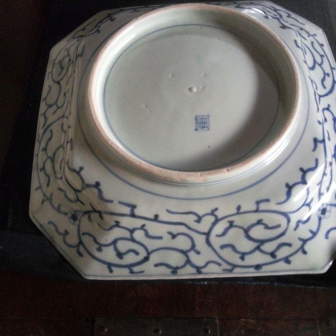 古伊万里 染付芭蕉文 八角皿 １客