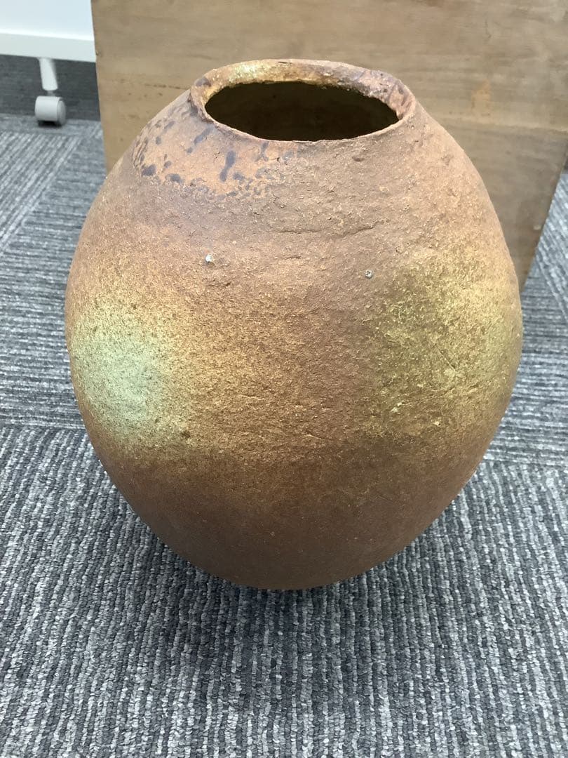 瑞雲 壺 笠間焼手作りの枠 花瓶 木箱付き