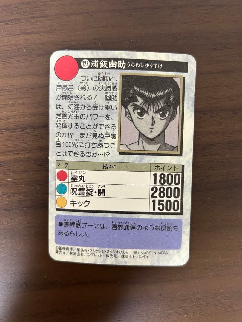 幽☆遊☆白書　幽遊白書　トレーディングカード　カードダス　プリズム　キラ　まとめ