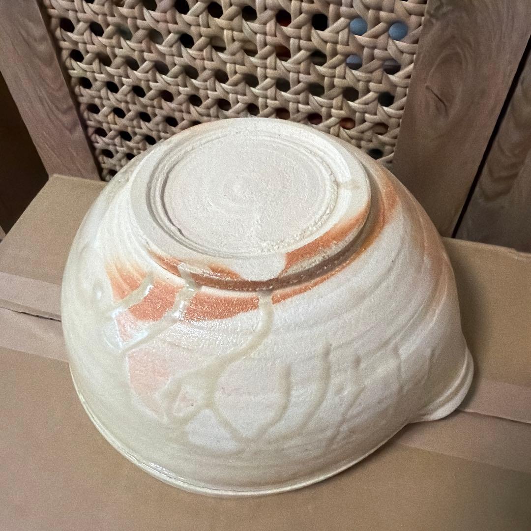 上田光春 古来窯 粉引戸之鉢 木箱・栞付き 共箱 陶器 作家物