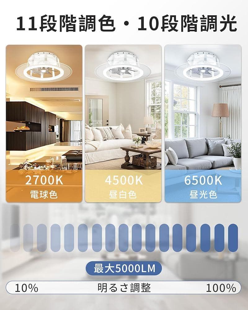 LEDシーリングファンライト 10~12畳対応 5000LM Φ56CM