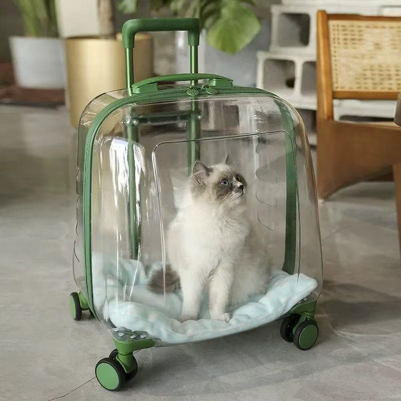 【高級】ペットキャリーラゲージ 透明 静音 4 輪 犬猫兼用 通気性抜群 旅行