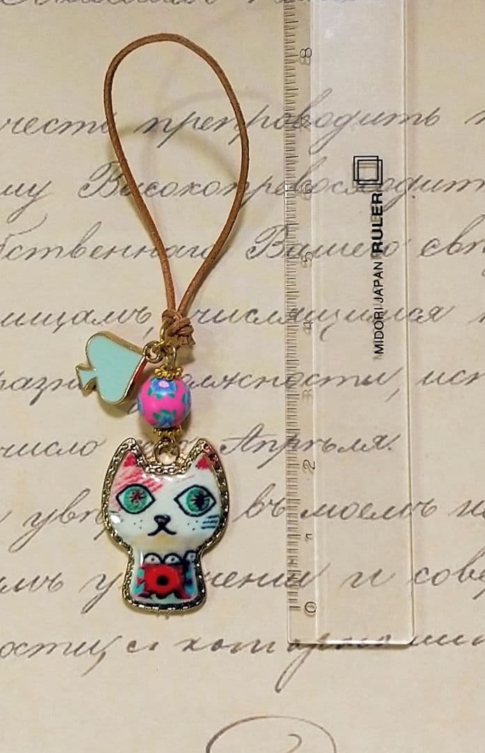 SOLD◆ハンドメイド ミニチャーム 猫②◆革紐