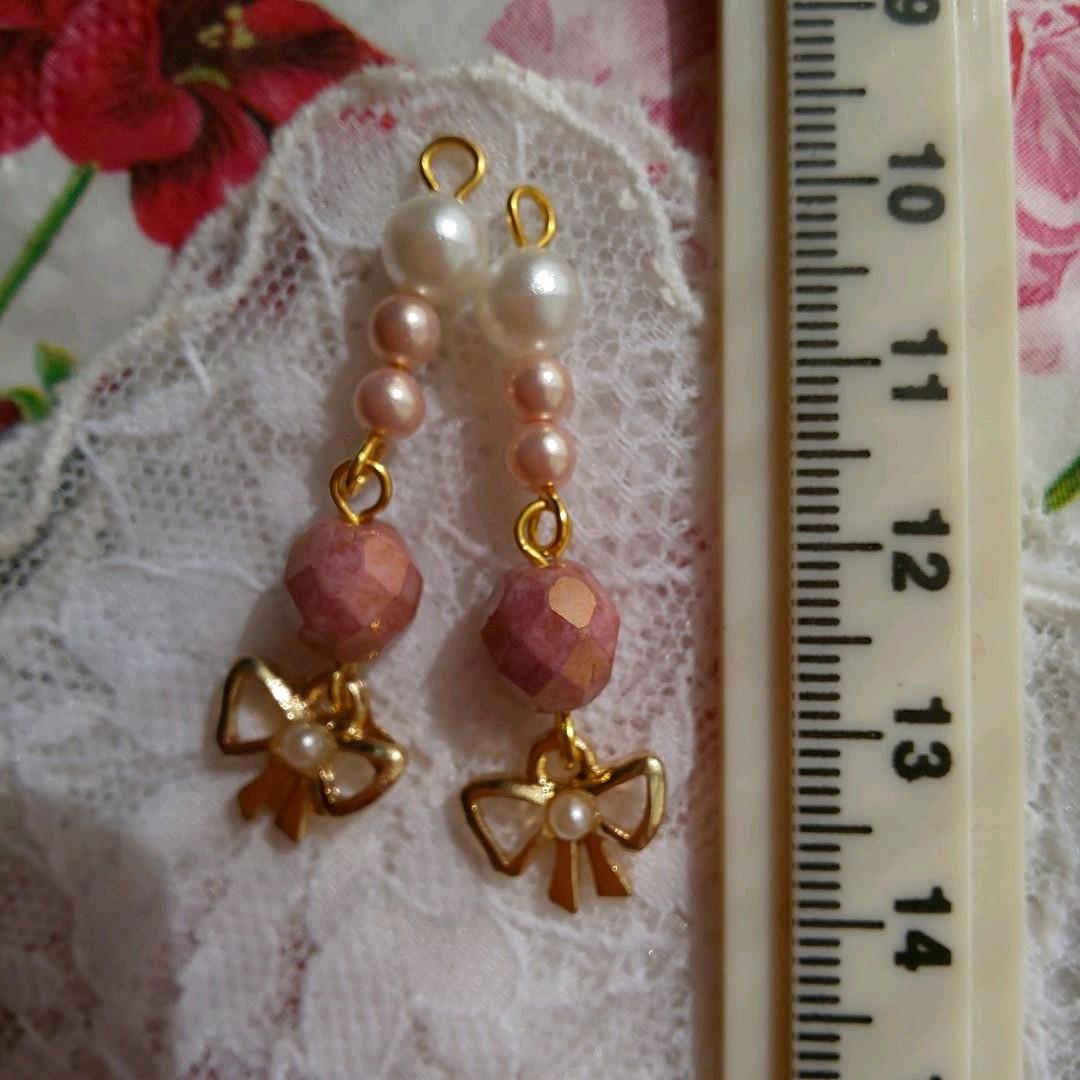 ♡３点で1000円【3】チェコビーズとパールのチャーム、ピアス、イヤリング