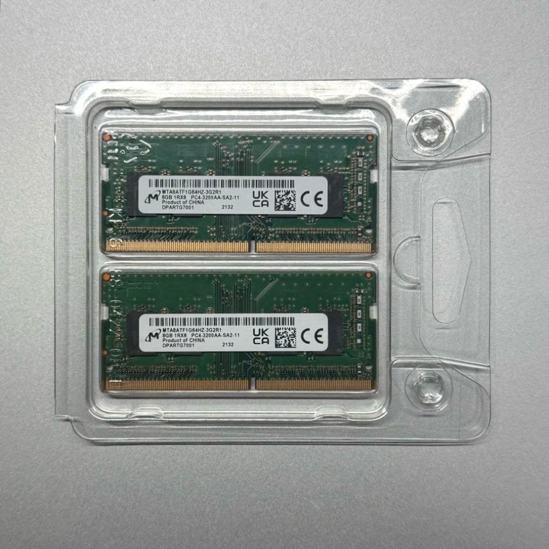 【動作品】Micron DDR4-3200 16GB メモリ 8GB×2 ノート