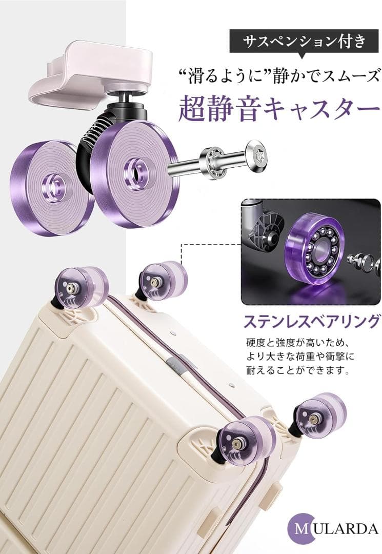 前開き スーツケース 機内持込 キャリーケース 黒 多機能 フロントオープン