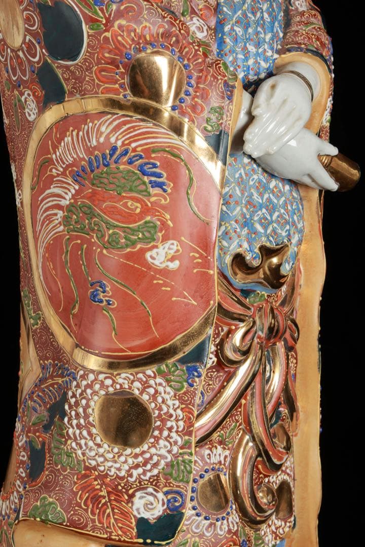 九谷焼 八幡窯 色絵金彩 観音菩薩立像 61cm 仏像 仏教美術 古美術 骨董品