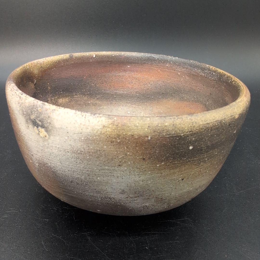 【未使用品】茶道具 備前焼 抹茶茶碗 人間国宝 山本陶秀　三男 矢部篤郎 造