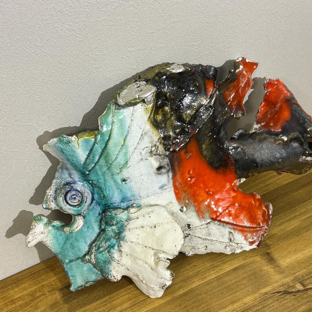 超美品 希少 森正 陶芸 万古焼 魚の壁掛け 現代アート 馬酔木窯