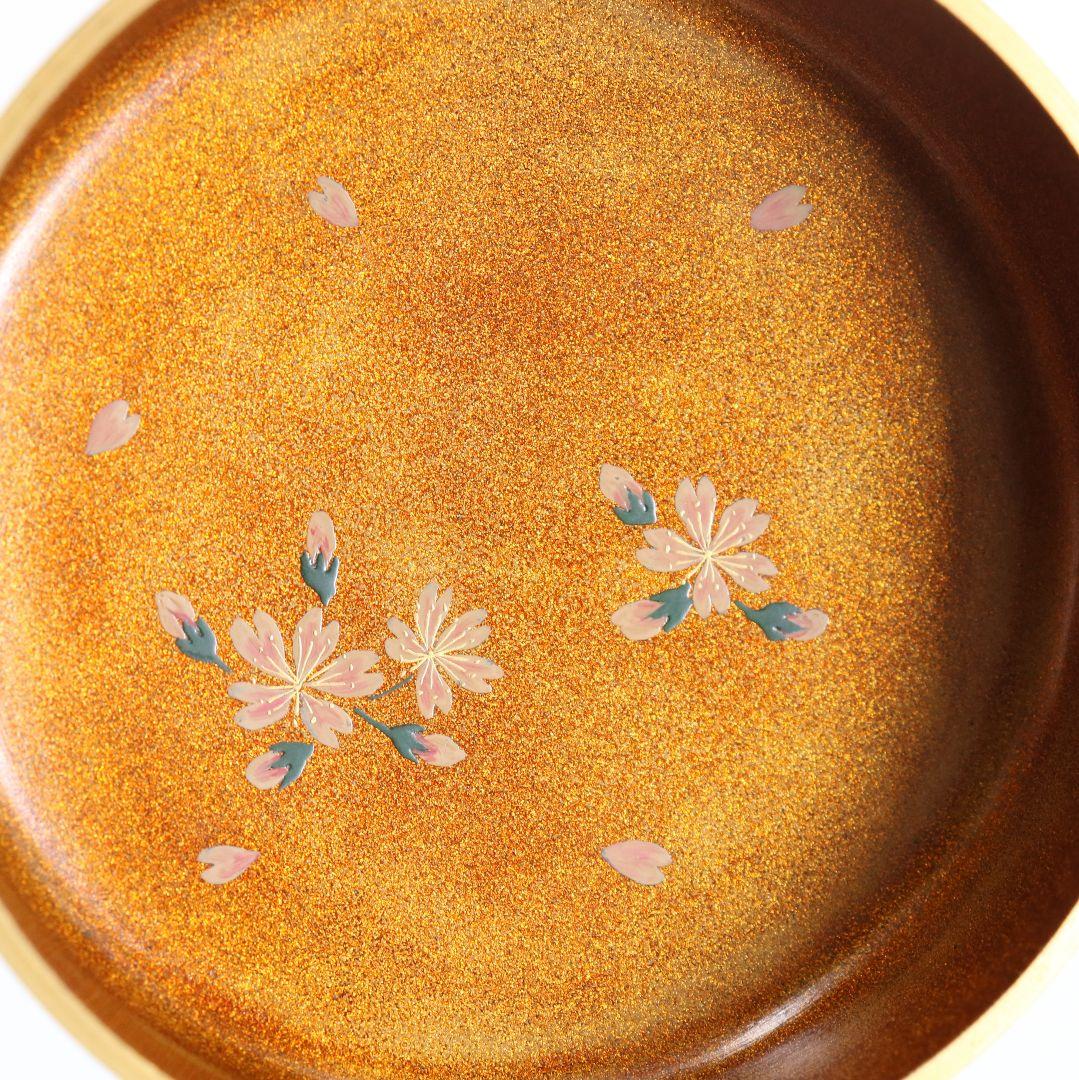 玉井信作 桜蒔絵 平棗 内金梨子地 薄茶器 茶道具 共箱　1063
