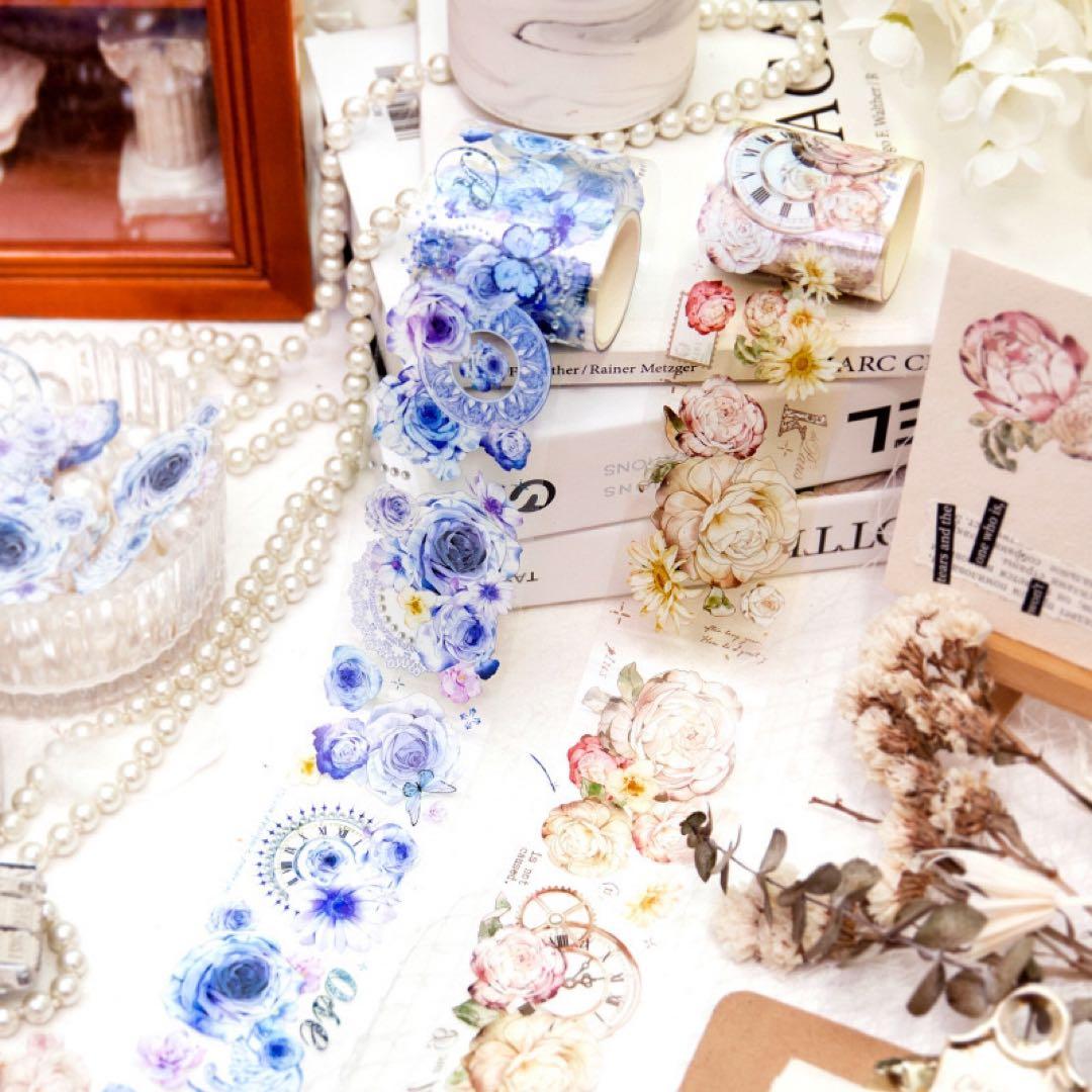 新品　　繁花若夢シリーズ　PET花マスキングテープ　マステ2本