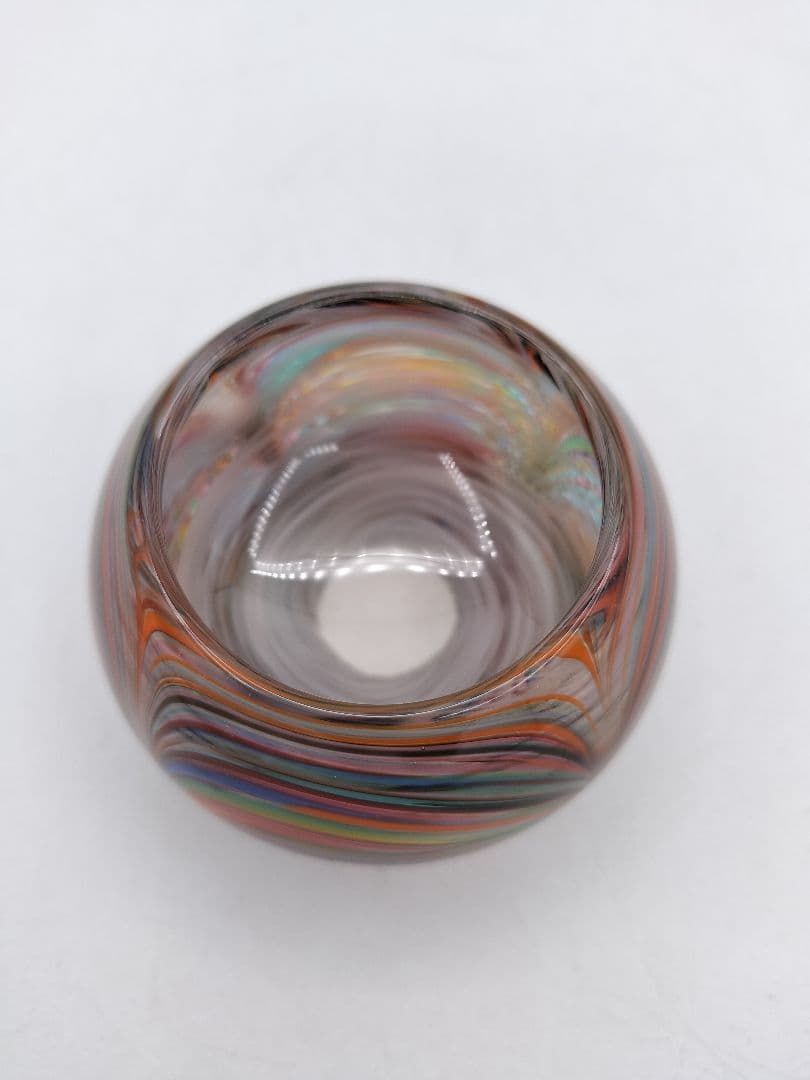 d127【新品・未使用】硝子茶器 彩七彩（拭漆蓋）佐々木麗峰 木箱　茶道具