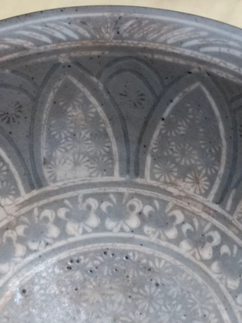 白黒象嵌粉青沙器　高麗茶碗　骨董アンティーク　李朝 asianantique