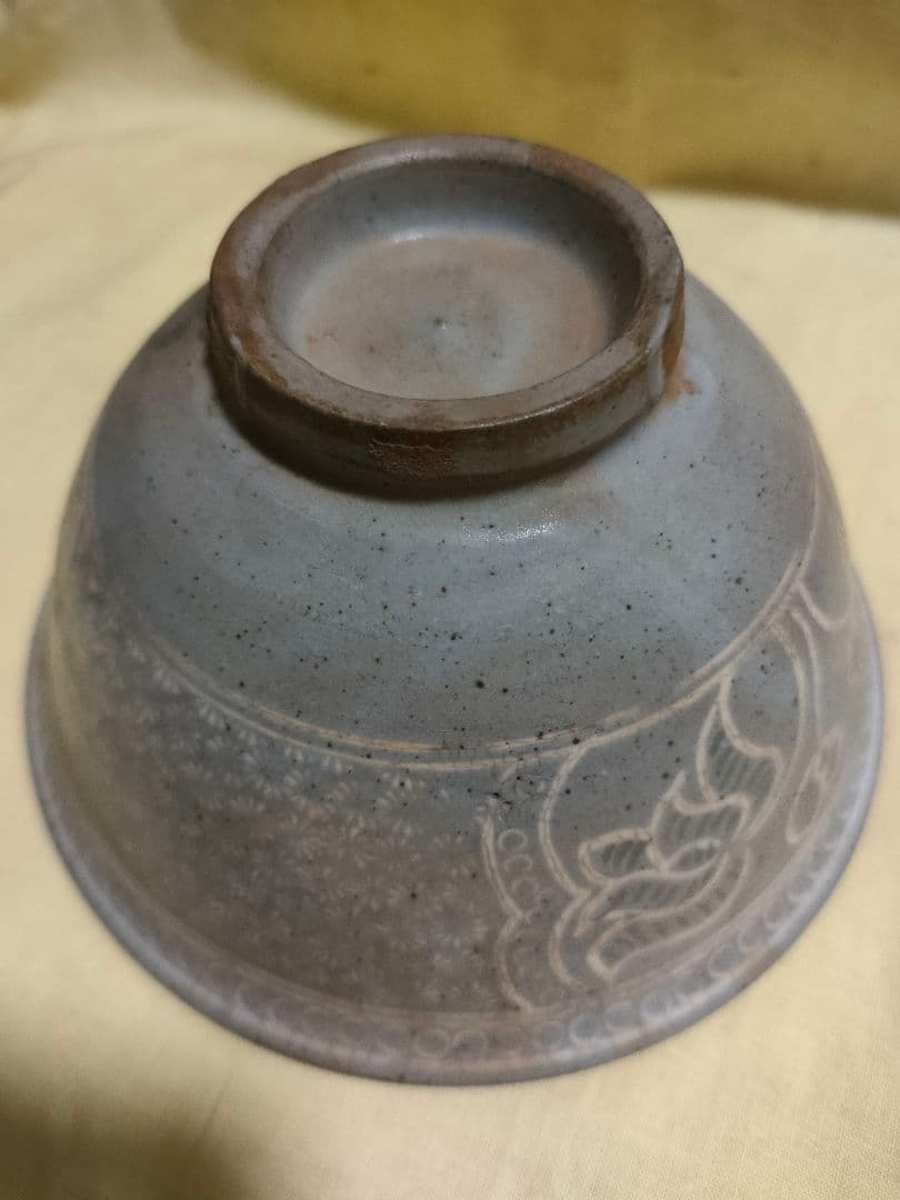 白黒象嵌粉青沙器　高麗茶碗　骨董アンティーク　李朝 asianantique