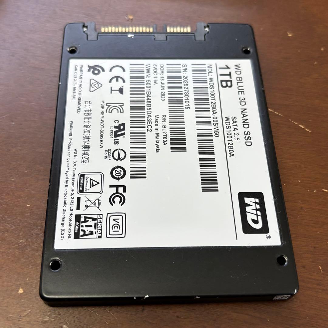 動作確認済！Sandisk製2.5㌅SSD 1TB WDS100T2B0A