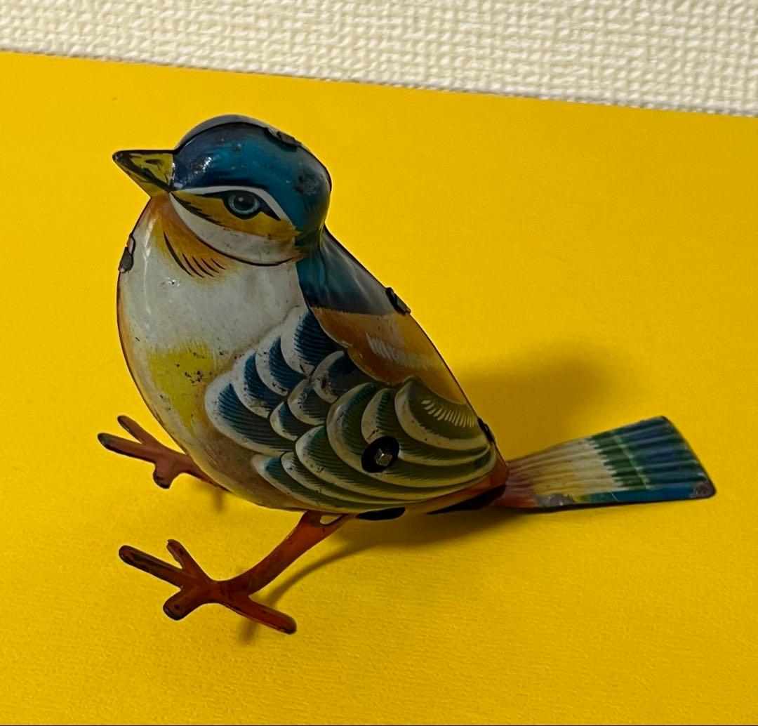 超珍品　昭和レトロ　ブリキ製（日本製、野村トーイ製）　野鳥（スズメ？）のおもちゃ