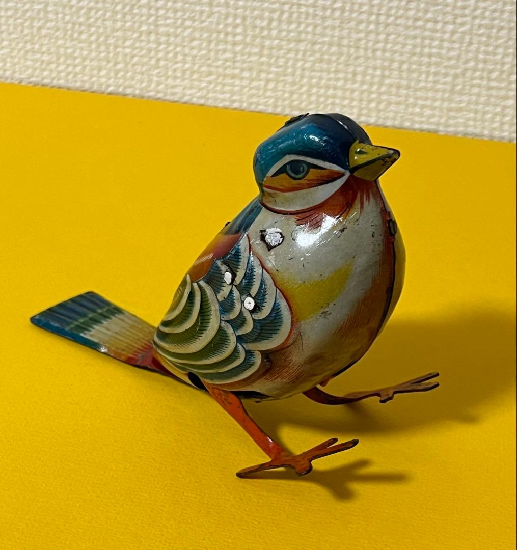 超珍品　昭和レトロ　ブリキ製（日本製、野村トーイ製）　野鳥（スズメ？）のおもちゃ
