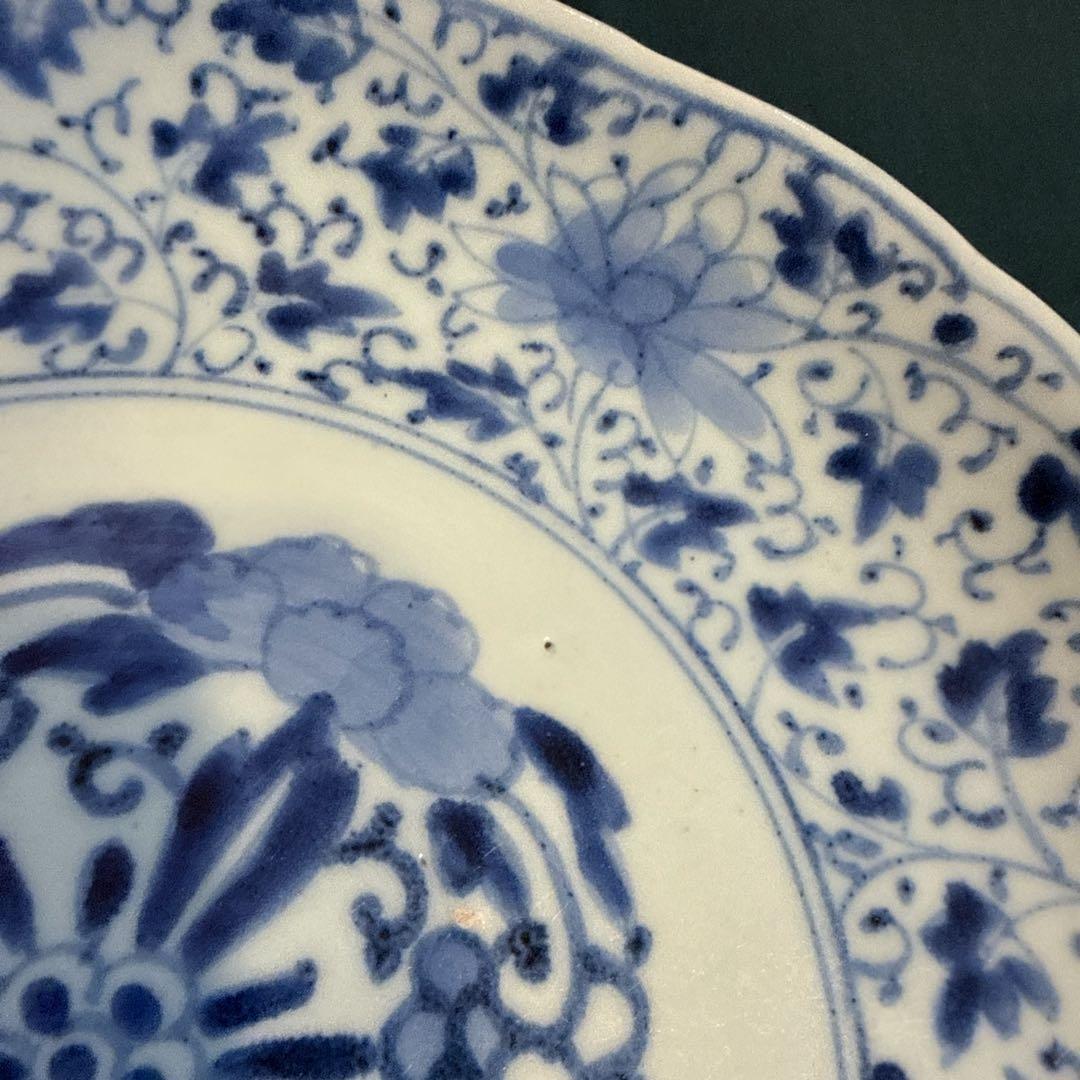 古伊万里　染付　花唐草　8寸皿
