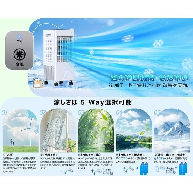 省エネ❄ 冷風機 冷風扇 8L 3段階風量 タイマー スポットクーラー 人気
