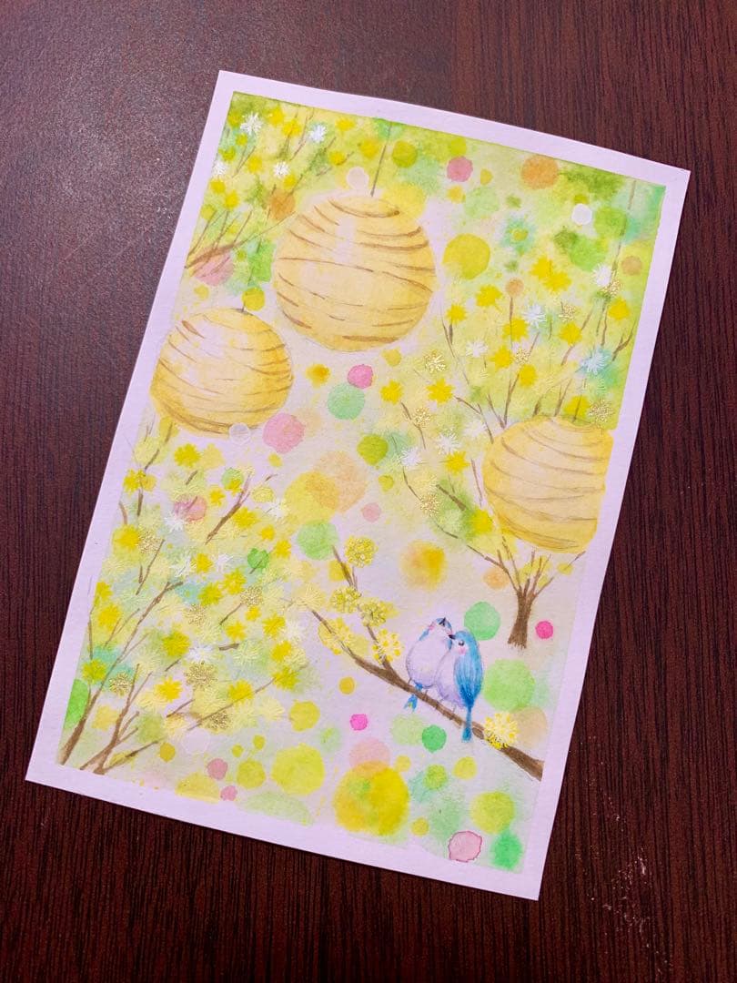 ♡たまみな♡春の水彩画　満開のサンシュユ　値段は※900円です