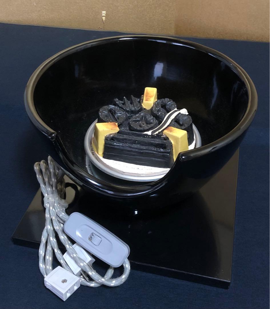 《R》茶道具 野々田式 黒真塗 風炉型電熱器 敷板一体型 元箱 260225こ1