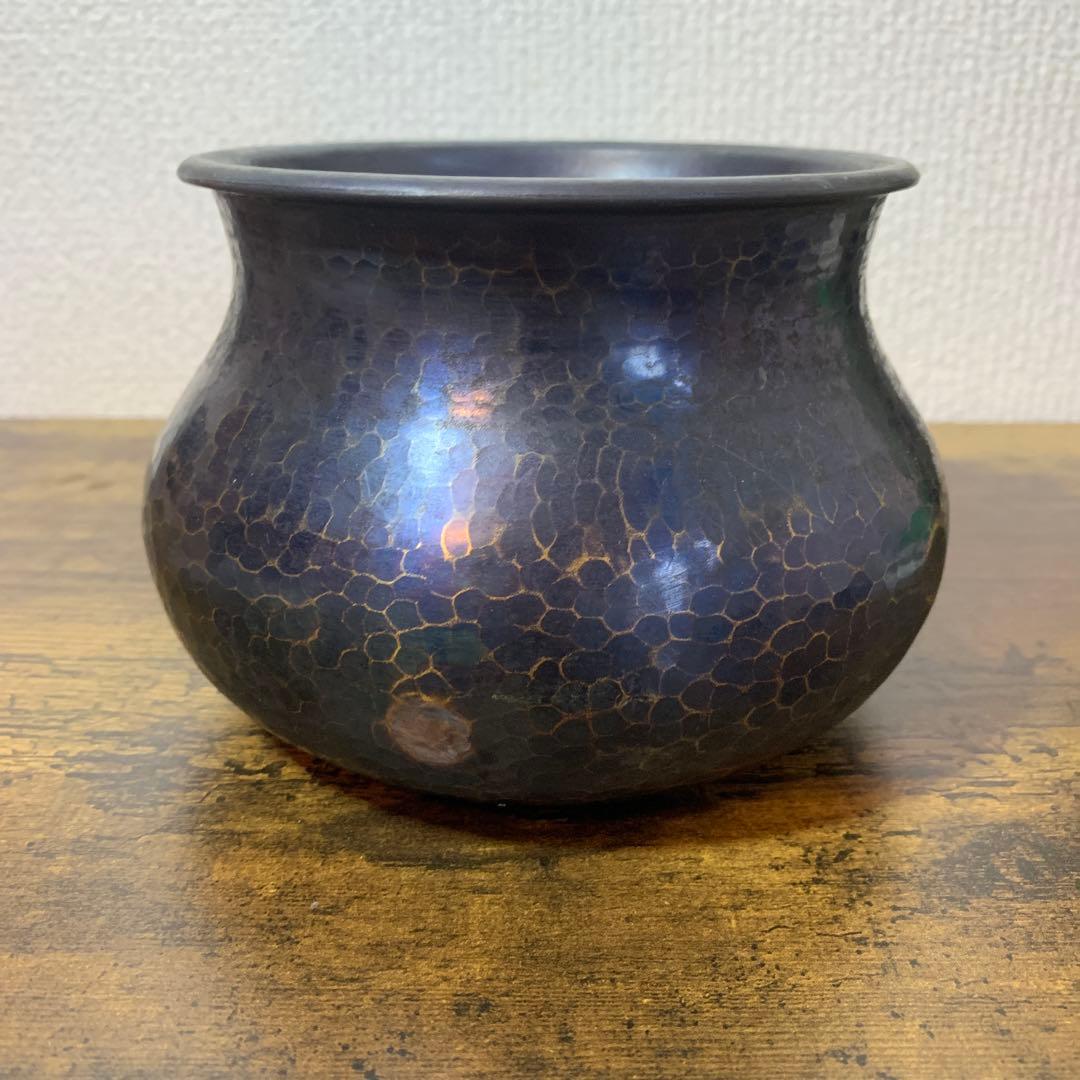 E-壁 【伝統工芸】無形文化財 玉川堂造 鎚起銅器 建水（茶道具）