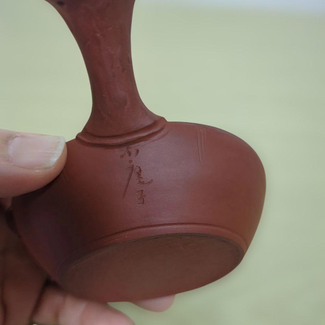 犬の置物付き陶器ティーポット　急須　茶道具