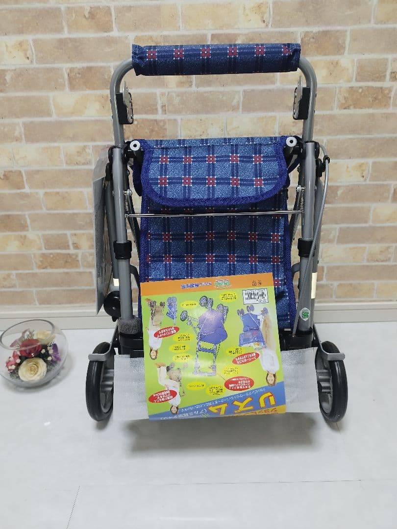 値引き可能✨️島製作所　RWC 二筋格子ブルー柄　新品未使用　シルバーカー