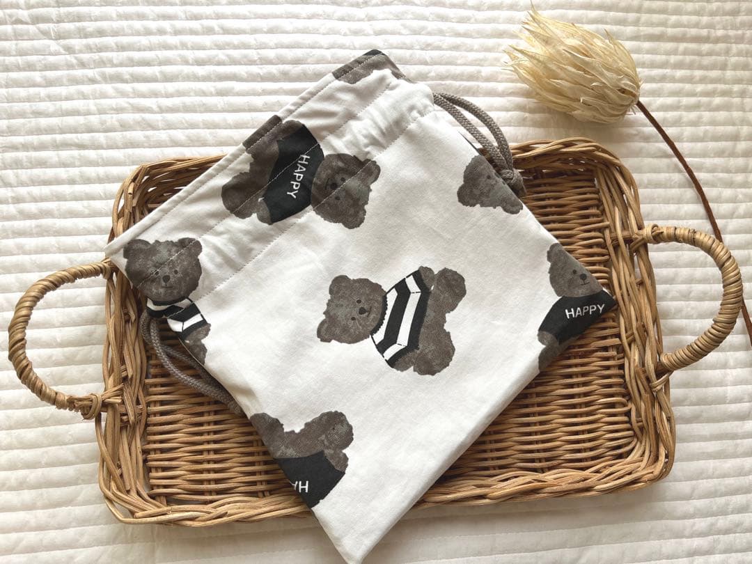 専用✳︎SALE✳︎ラスト✳︎ハンドメイド✳︎クマ柄　巾着　コップ袋