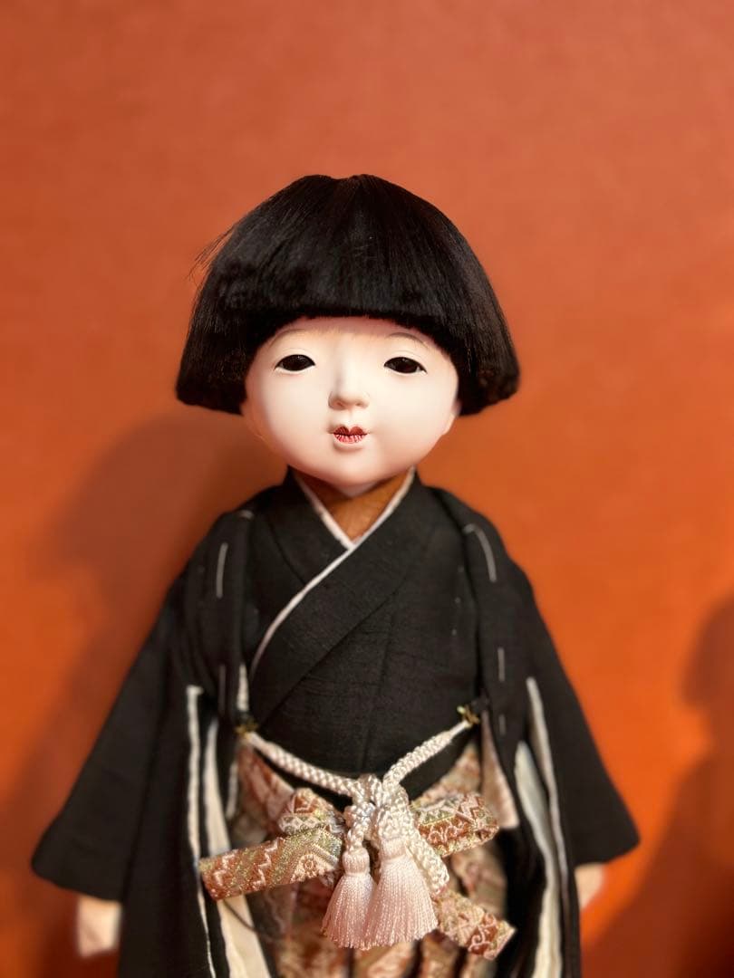 市松人形 久楽朋　サイズ34 紬黒　金彩亀甲宝尽くし　松竹　MSH-7
