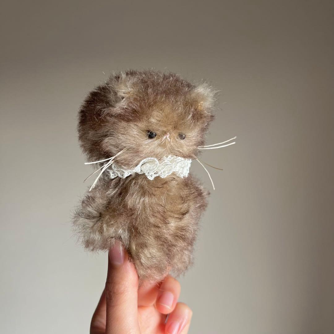 珈琲みるく　ちいさなネコ　猫　ぬいぐるみ　作家　テディベア　レトロ　アートドール