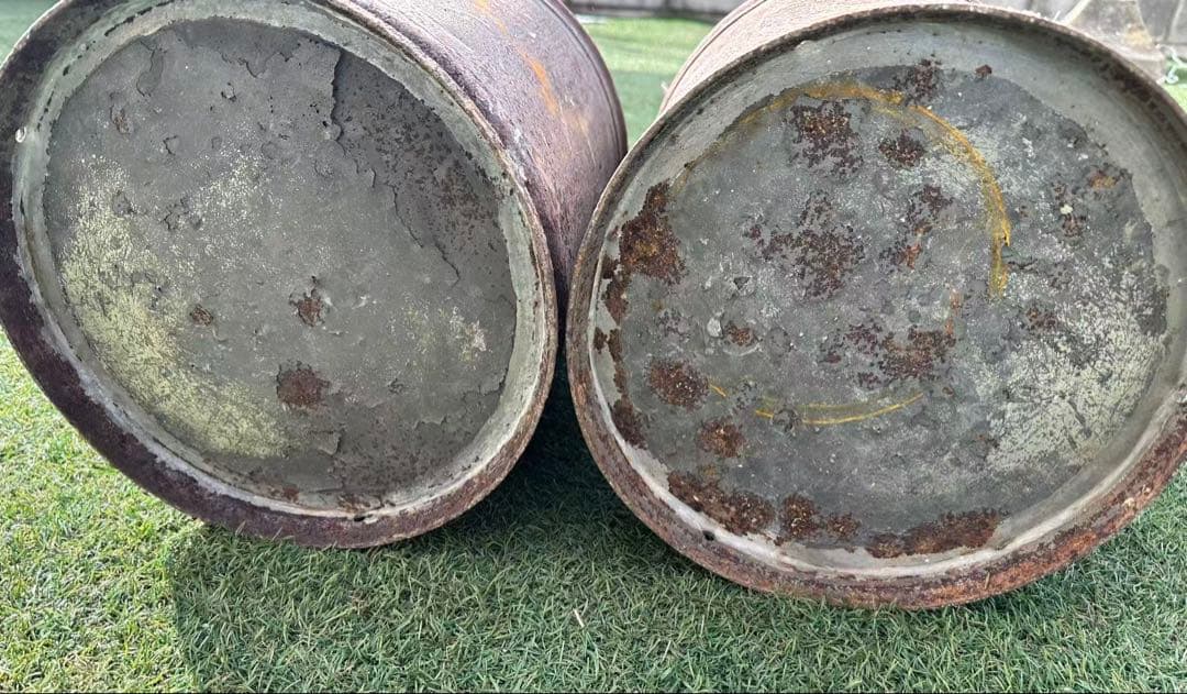 アンティークミルク缶 錆色 取っ手付き 2個セット
