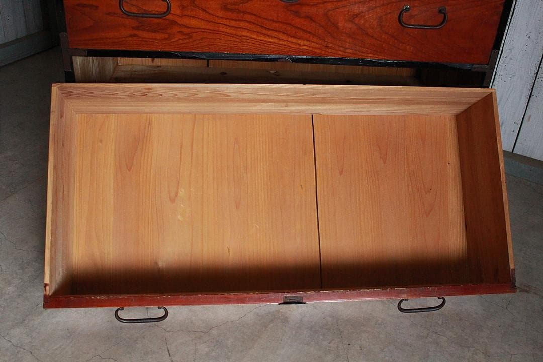 丸金具　前欅庄内箪笥　3段　タンス　収納　古家具　古民家　時代家具