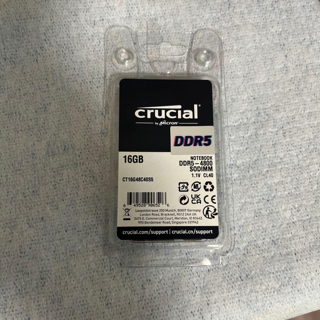 メモリー crucial 8GB DDR5 4800MHz SO-DIMM