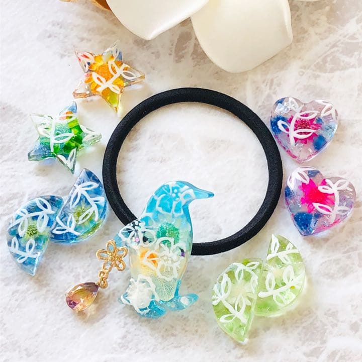 ✩.*˚こひなちさん専用♡Sea＆Flower green ピアス イヤリング