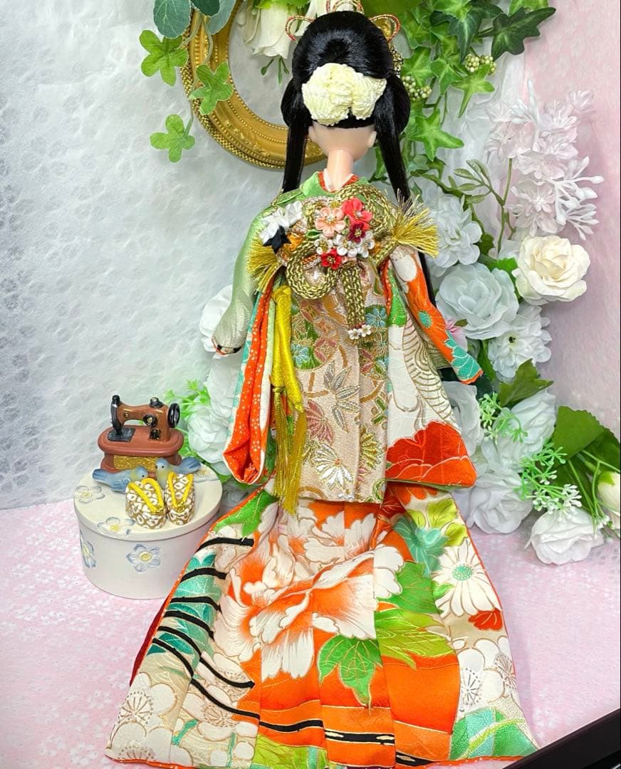 ユリーシア　日本髪風本体と 着物 セット　☆リユース　ジェニー　リカちゃん　手芸