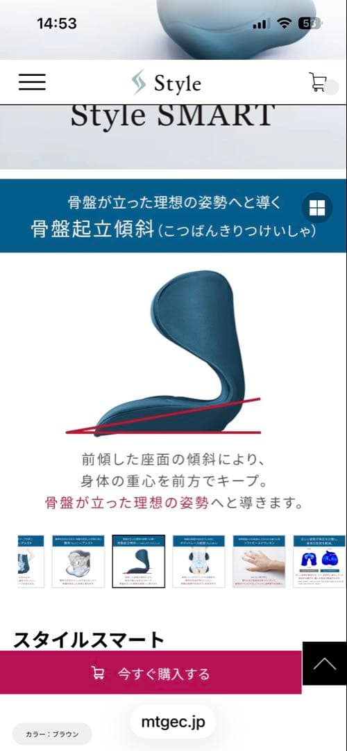 MTGスタイルスマートStyIe SMART骨盤矯正　座椅子 紫 説明書、箱付き