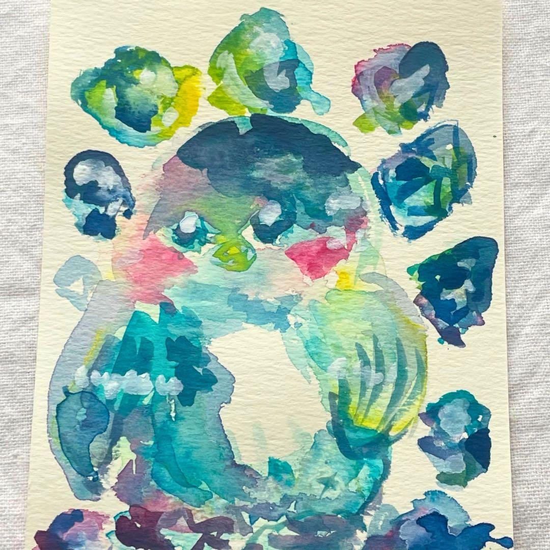ペンギンとシーグラス/原画イラスト
