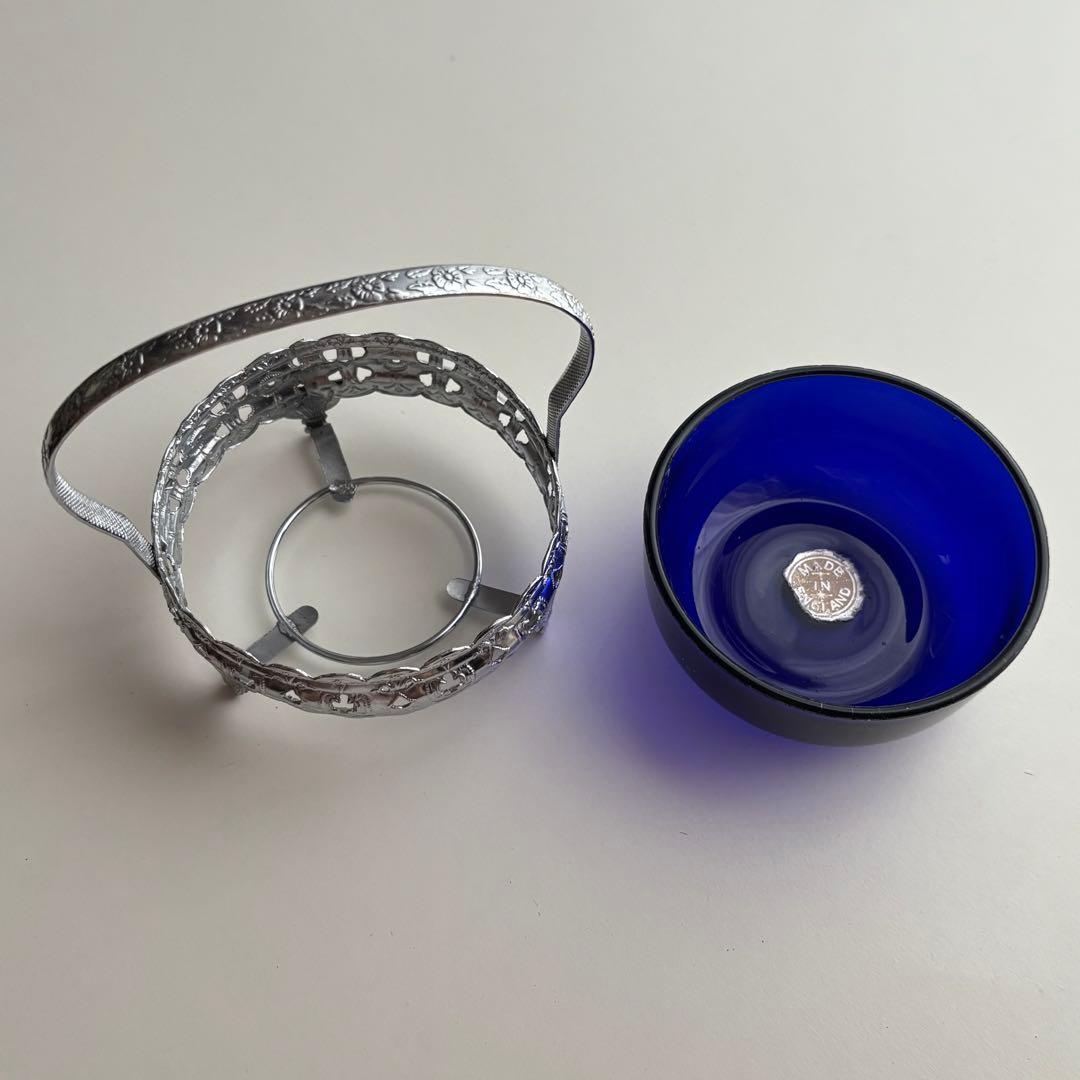 【美品】イギリス ヴィンテージ ボンボニエール コバルトブルー ゴシック