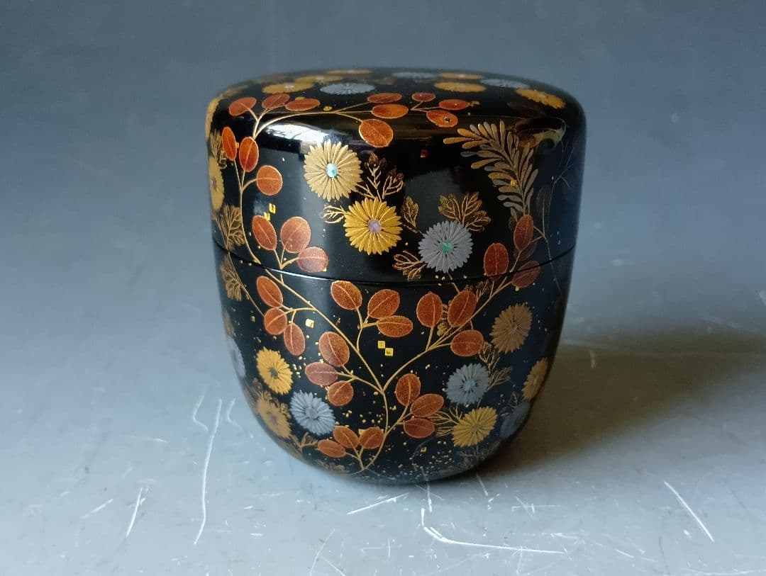 は*】様 茶道具/輪島塗師・雅芳「蒔絵螺鈿秋草棗」/共箱